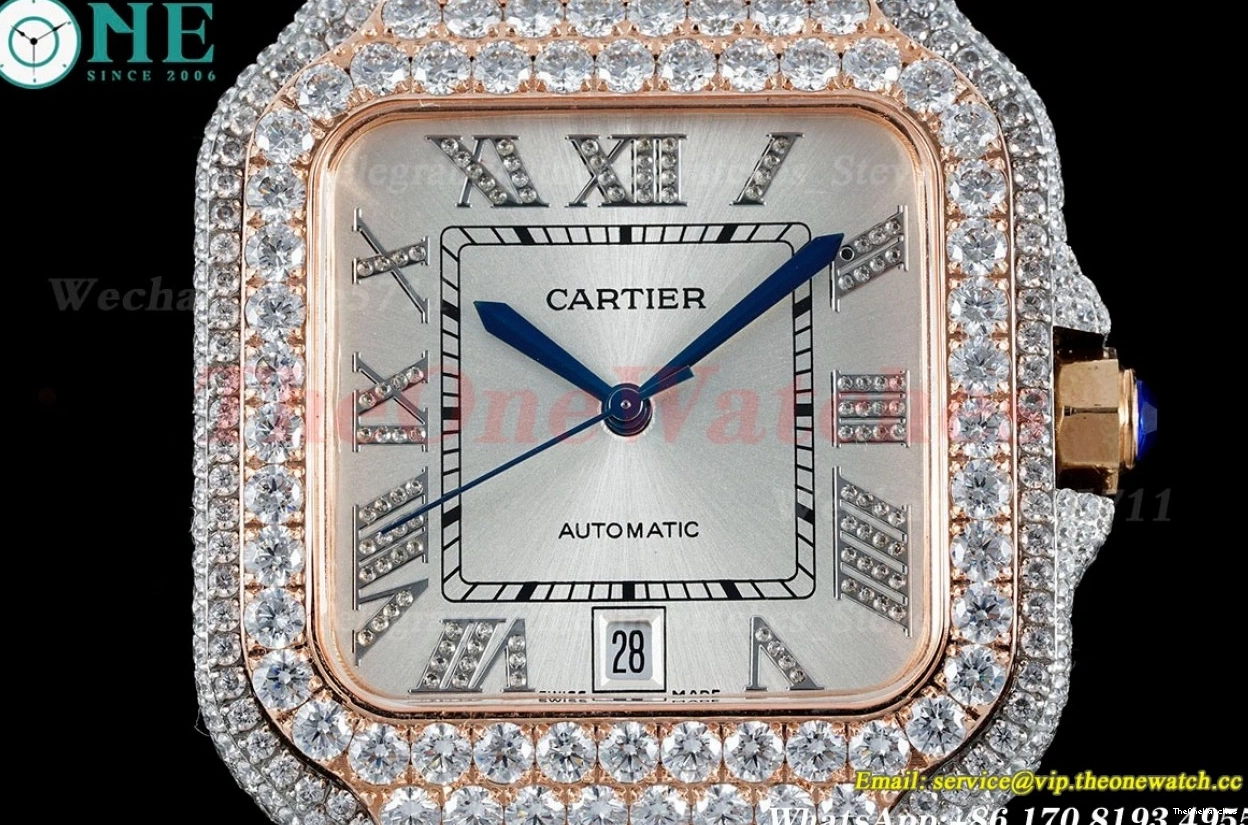 SS Silver MY9015 Santos Dial XL AMG Mens 40mm SS 100 RG 1202